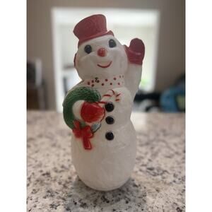 Vintage Christmas Dapol Blow Mold Tabletop Snowman Light Up Decoration 12"